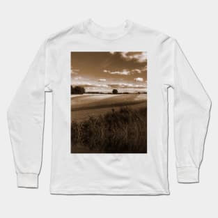 Splendid scenic sepia view of German farmland of Schleswig-Holstein Long Sleeve T-Shirt